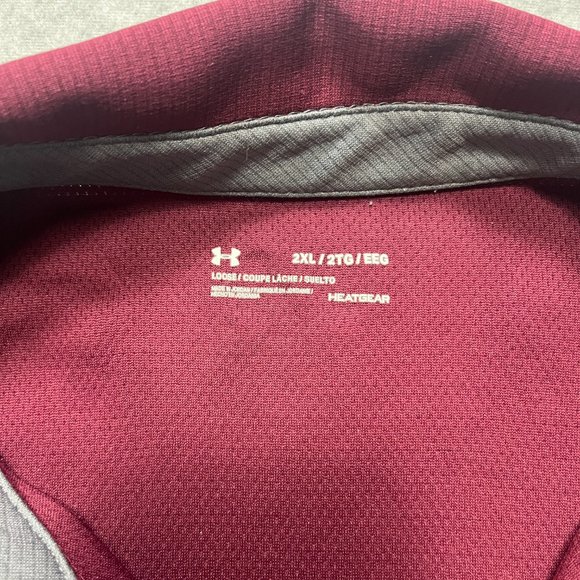 Under Armour Shirt Mens 2XL Red Polo Loose Heatgear Golf Stretch Performance - Picture 7 of 9